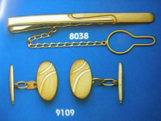 juego gemelos alfiler corbata oro plata
